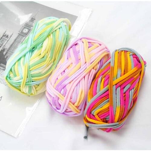 Crochet Wool Carpet Rainbow Yarn Scarf Weave HandCrafts 100g Cotton Handbag Thread Rainbow Knitting Chunky Knitted