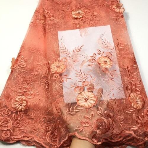 Embroidery French Net Lace Fabric High Quality 3D Handmade Beads Tulle Lace African Lace Fabric for Nigerian Party M31581