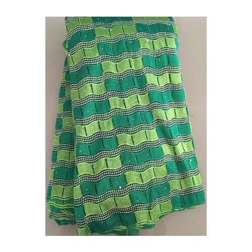 GREEN 2020 African Net Lace Fabric, High Quality Elegant Nigerian Wedding Lace Fabrics 5Yards Stones French Tulle lace YLL2889