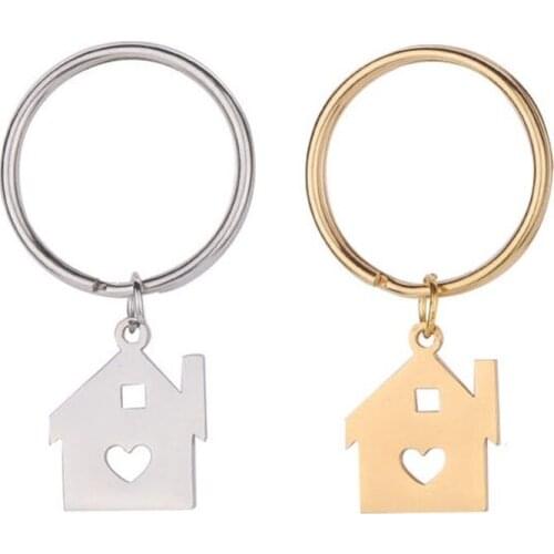 Stainless Steel Love House Pendant Key Chain Lovers Key Pendant Mirror Finish Polishing