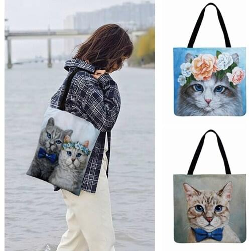 Ladies Shoulder Bag Floral Animal Oil Painting Print Tote Bag Women Casual Tote Fashion Shopping Bag Outdoor Beach Bag