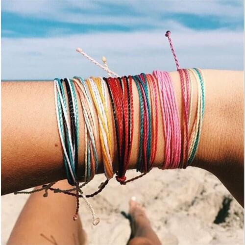 Bohemian Style Women Wax Thread Hand-woven Bracelet Multi-color Rope Braid Beach Holiday Leisure Jewelry