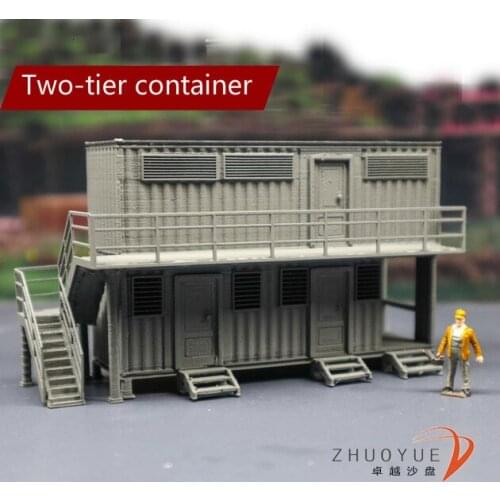 1:87 Proportional Resin Model Two-story Container House Train Model Scene Layout Sand Table Construction Site