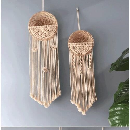1pc hand-woven flower pot hanging basket tapestry wall hanging ornaments Living room background wall homestay decoration