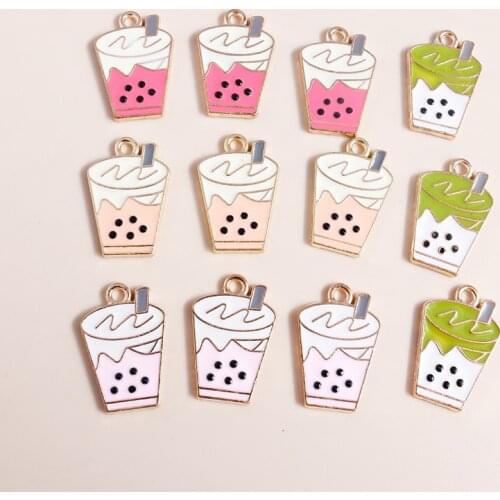 10pcs 15*22mm Fanny Bubble Tea Charms for Jewelry Making Accessories Milk Drink Pendants Necklaces Eearrings Making diy Craft