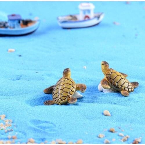 2Pcs Mini Sea Turtle Model Resin Turtle Figurines Fish Tank Decoration Fairy Garden Miniature DIY Terrarium Landscape Decoration