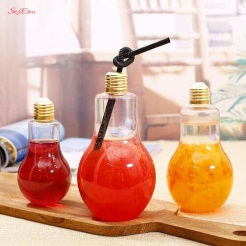 2019 Light Bulb Fruit Juice Bottles Cute Milk Juice Light Bulb Leak-proof Cute Water Bottle Portable Bottles Leak-proof Design7Z
