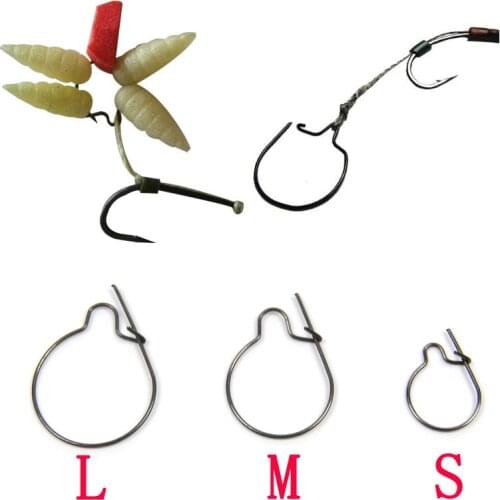 30PCS L / M / S Blunt Tip Black Carp Fishing Maggots Clip For Bait Ring Rigs Hook