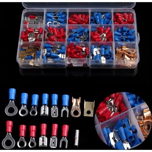 300pcs/Set Assorted Insulated Crimp Terminator Electrical Cable Wire Rolled Copper Terminals Red Blue Butt Connectors Kit