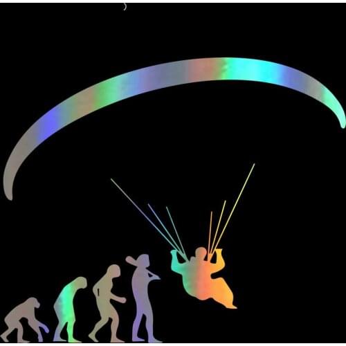 Car Sticker Accessories Human Evolution Paraglider 3D Car Window Decoration Door Body Decal 13cm*10cm