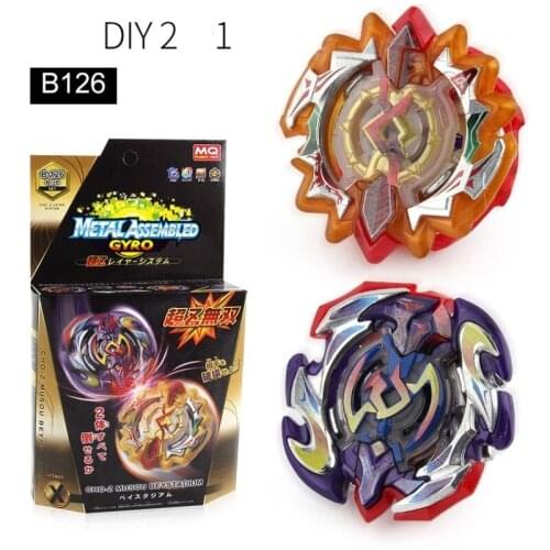 Bayblade Burst DIY 2 in 1 B-126 Bays Metal Spinning Top Gyro Battle Fight Toys with Two-way Pull Ruler Launcher YH2010