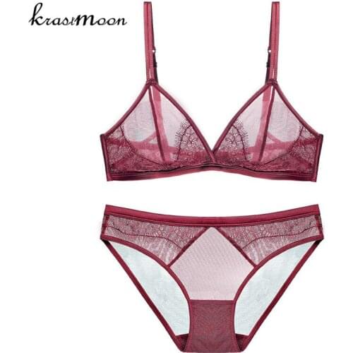 Fashion Embroidery Bras Underwear Women Set Plus Size Lingerie Sexy Ultra thin Transparent Bra Panties Lace Bra Set BS56