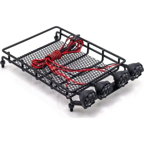 For MN D90 D99 MN90 MN99S 1/12 RC Car Upgrade Parts Metal Luggage Carrier Tray Roof Rack with LED Light Accessories