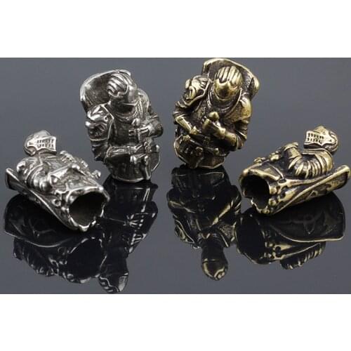 EDC DIY Knife Beads Pendant Vintage Color Brass Outdoor Tools Armour Knight Paracord Beads