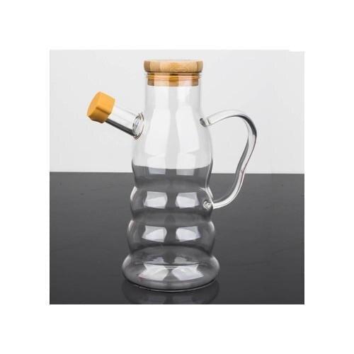 EminHome Glass Oiler With Bamboo Lid Glass Oil Bottle 600 ml