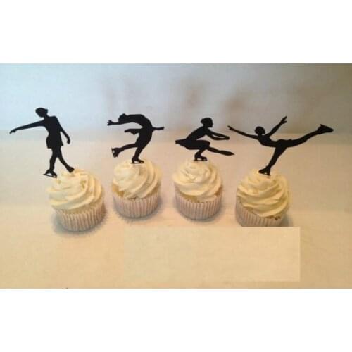 Figure Skating Silhouette Cupcake Toppers sports food Picks bridal shower Bachelorette Party wedding birthday toothpicks decor