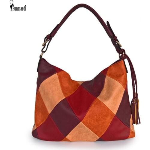 FUNMARDI 2021 Luxury Women Bags Casual Handbags Retro Lady Trendy Shoulder Bags Patchwork Large Capacity Messenger Bags WLHB2332