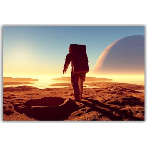 HT105 Spectacular Universe Earth And Moon Space Station Astronaut Silk Fabric Poster Art Decor Indoor Painting Gift