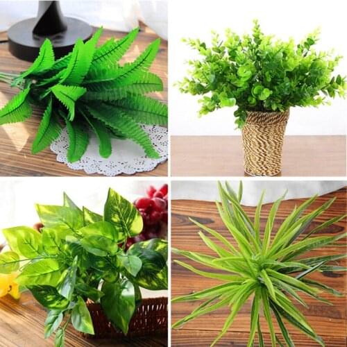 Artificial Plants Decoration Indoor Flower Home Office Outdoor Foliage Bush Fake Leaf Home Garden Decor