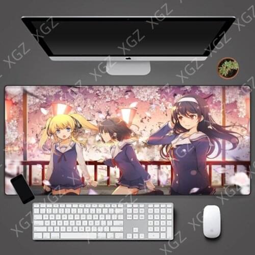 XGZ Anime Girl Large Size Mouse Pad Computer Game HD Natural Rubber Mousepad Big PC Keyboard Mat Anti-skid Office Desktop Pad