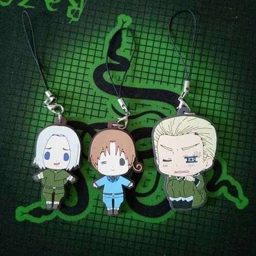 Cute Anime Keychain Hetalia Axis Power German Italy Poland Funny Lovely Rubber Keychian Keyrings Phone Pendant Collection