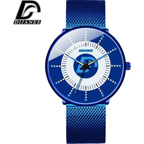 DIJANES 2020 Mens Minimalist Watches Ultra Thin Mesh Belt Watch Luxury Men Watch Business Casual Quartz Wristwatch Reloj Hombre