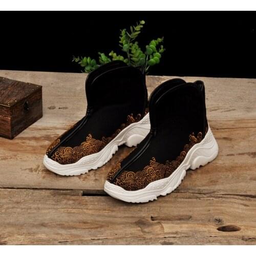 Chinese Style Men Sock Casual Shoes Summer Luxury Male Adult Embroidery Shoes Flats Spring Black Sneaker High Streetwear