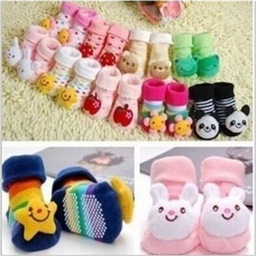Cute Newborn Lovely Baby Girl Boy Anti-slip Socks Cartoon Animal Socks 0-12 Months