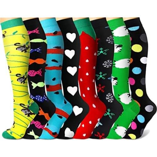 Cycling Socks CHARMKING Compression Socks for Women & Men Circulation 8 Pairs 15-20 MmHg Is Best Support for Athletic Running