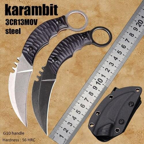 Karambit 3Cr13Mov fixed blade knife G10 utility camping hunting survival knife outdoor edc tools tactical military csgo knives