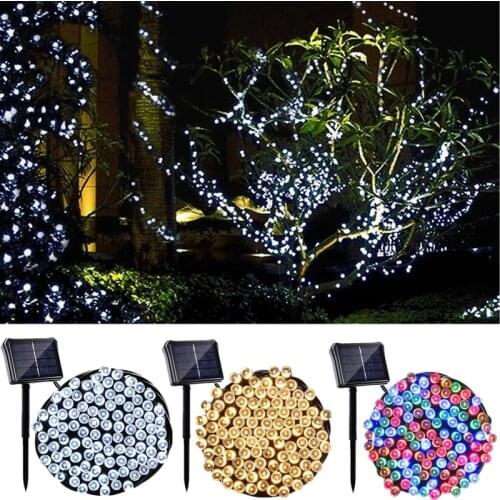 Outdoor Lighting String LED Solar Garden Light Solar Power Lamp Wedding Party for Street Fence Balcony Fairy Garland Decoration