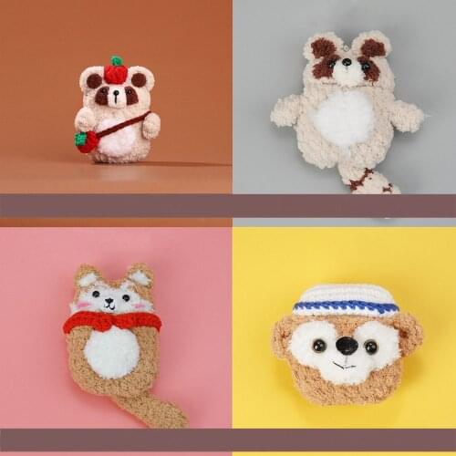Plush Knitting Bear Bluetooth Earphone Cases For AirPods 1 2 Shockproof Protective Cover For Apple Air Pods Silicone Case Coque