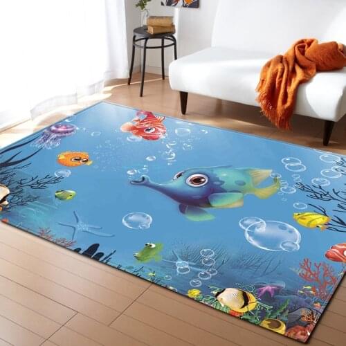 Underwater World Fish Carpet Home Bedroom Decorative Carpet Child Crawling Non-slip Mat Living Room Fashion 3D Printed Area Rugs