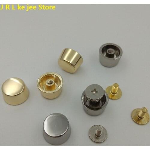 4pcs/10pcs/30pcs 2colors high quality button round head rivet stud for shoes DIY gold metal screw rivet Package