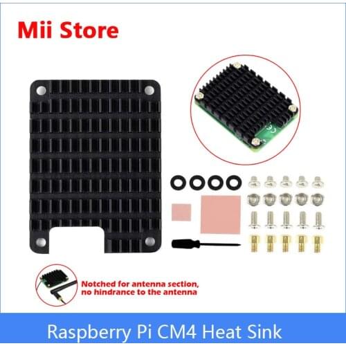 Raspberry Pi CM4 Heatsink, Raspberry Pi Computer Module 4 Heat Dissipation Heat Sink with Thermal Tapes Notched for Antenna