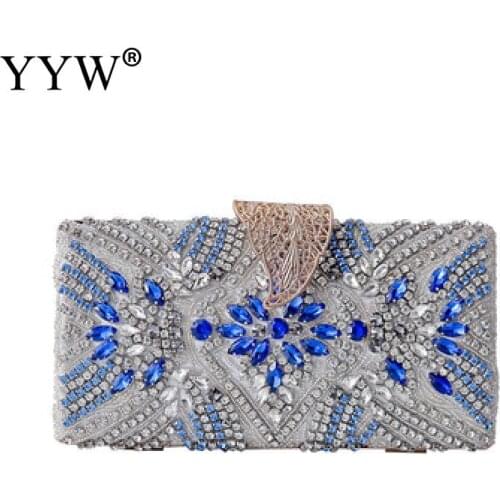 Crystal Women Luxury Evening Clutch Bag Metal Leaf Hasp Long Purse Clutches Evening Bags Women Ladies Wedding Parites Prom Sac