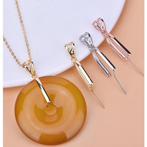 S925 sterling silver hollow pattern safety buckle pendant buckle jade crystal gem jewelry diy accessories