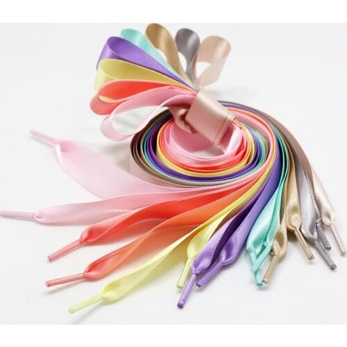 Small white shoes silk shoelaces flat wide womens and mens black and white versatile ribbons ribbons satin lace shoes rope