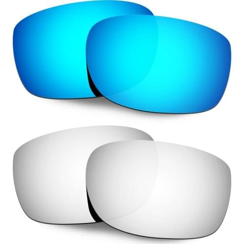 Hkuco Replacement Polarized Lenses For Straightlink Sunglasses - Blue&Silver 2 Pairs
