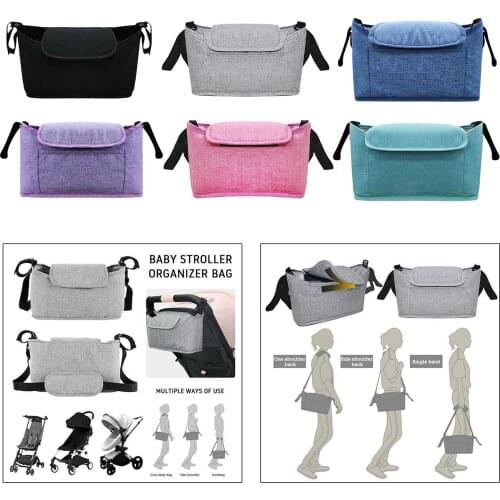 Baby Stroller Pram Organizer Storage Bag with Shoulder Strap for Bottle Cup