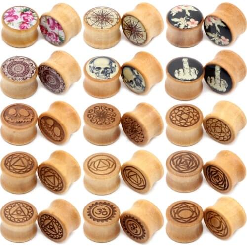 Alisouy 1pc Novel Natural Wood Ear Plugs Tunnels jewelry Gauges 8-20mm Ear Tragus Expander Stretcher Body Piercing Jewelry