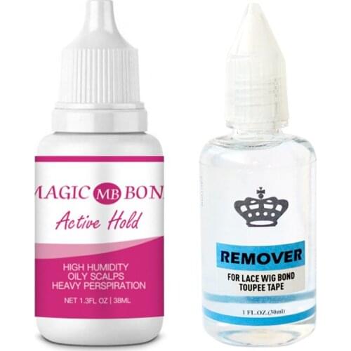Magic Bond 1 Bottle 1.3 Oz 38ml Wigs Soft Bonding Adhesive Wig Glue With 1 Bottle 1 Oz 30 Ml Remover For Lace Wig Glue