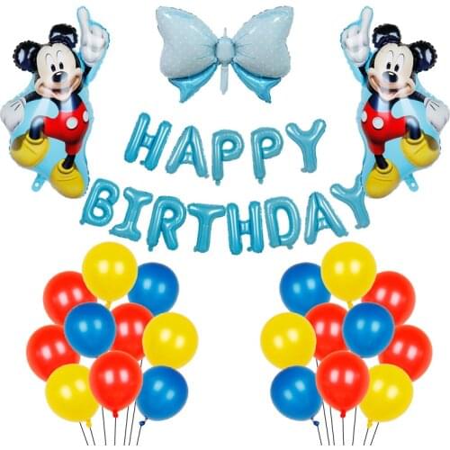 24pcs/lot Mickey Minnie Mouse Balloons Mickey Mouse Birthday Party Decor Baby Shower 16inch Letter Balloon Aluminum Foil Globos