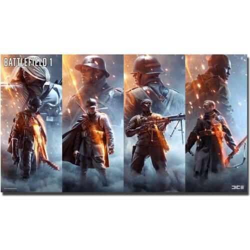 Battlefield 1 Soldiers Hot Game Silk Fabric Wall Poster Art Decor Sticker Bright