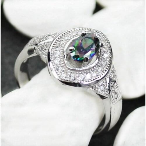 Fleure Esme Luxury Bohemia Wedding rings Jewelry for women dropshipping Rainbow Cubic Zirconia Rhodium Plated R3147 size 6 7 8 9