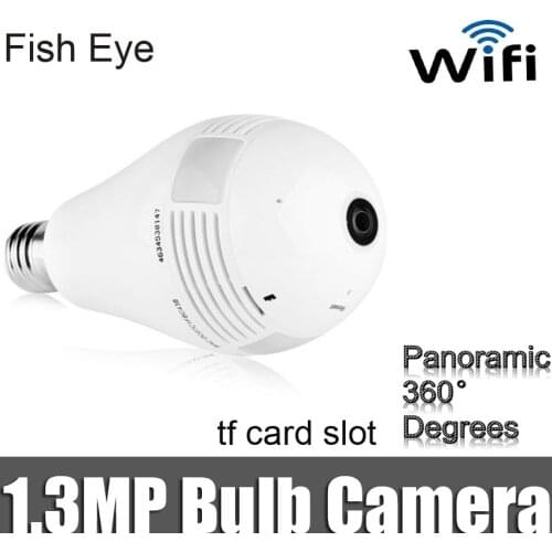 1.3MP 360 degrees WiFi IP Camera Wireless Fisheye Panoramic support TF card slot bulb light Camera
