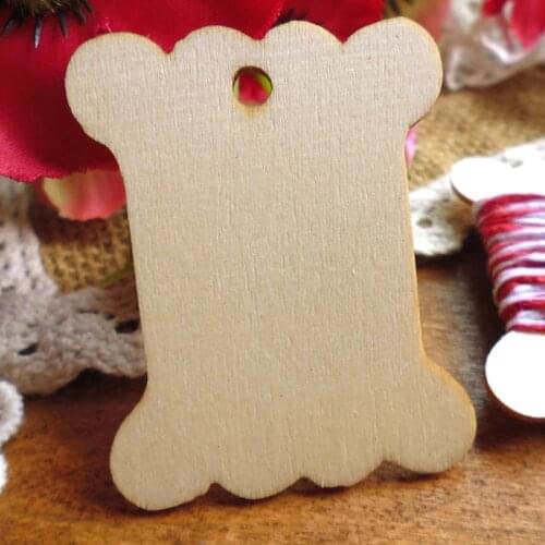 100pcs Wood Blank Thread Ribbon Twine SPOOL Bobbin Reel Organizer Blank Design 54x41mm ZAKKA Wood Party Favor Gift Tag