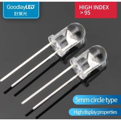 5mm Round Head white light short foot high display finger 95 directly inserted LED lighting beads