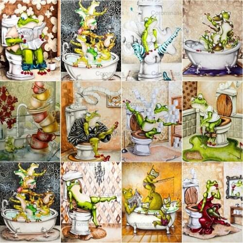 5D Diy Diamond Painting Toilet Frog Lady Full Diamond Embroidery Cross Stitch Mosaic Rhinestones Handicraft Home Decoration Gift