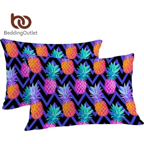 BeddingOutlet Pineapple Pillowcase Tropical Fruit Sleeping Pillow Case Purple Bedding Geometric Pillowcase Cover 2pcs Dropship